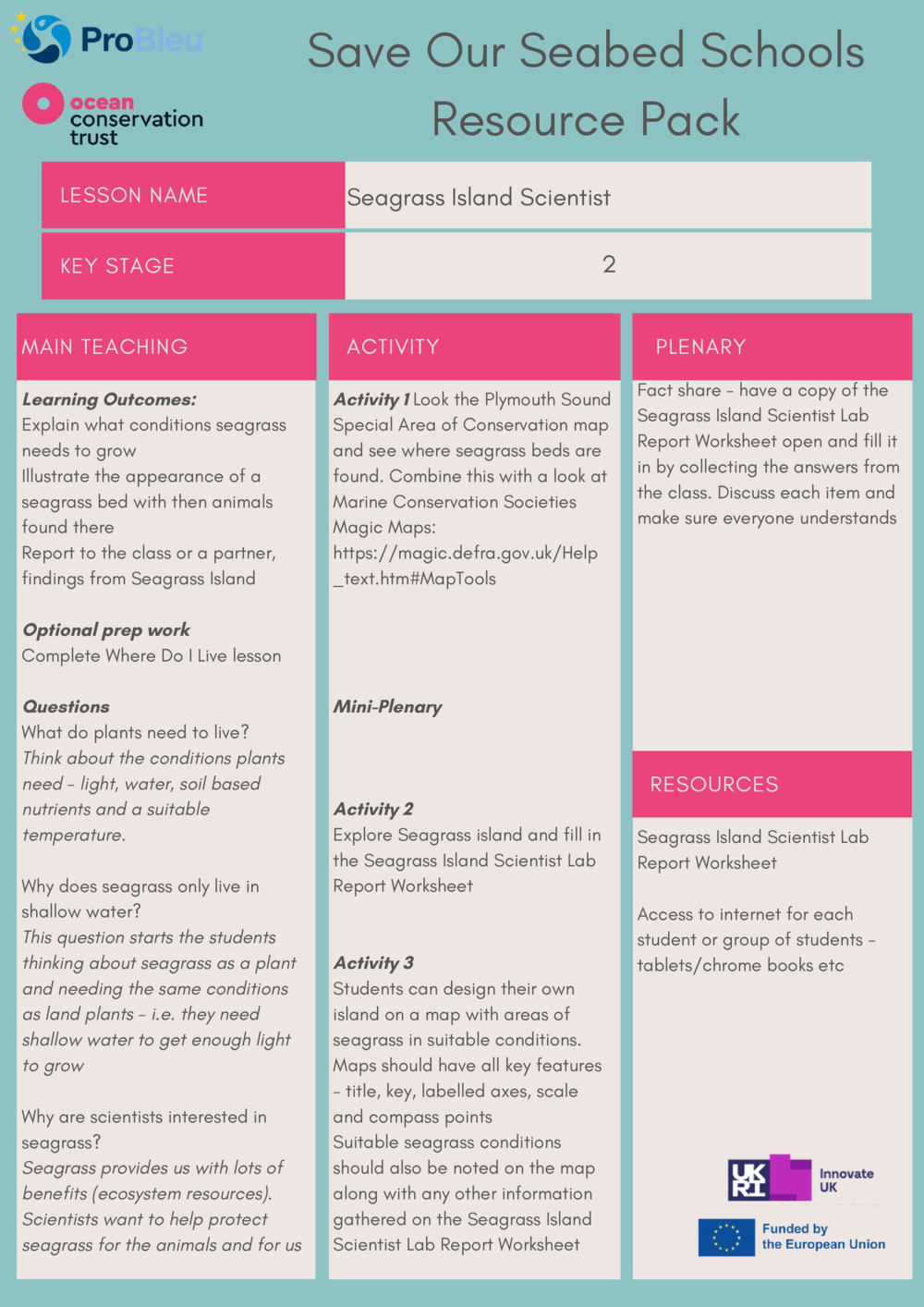 Seagrass Island Scientist - Teacher Plan_0