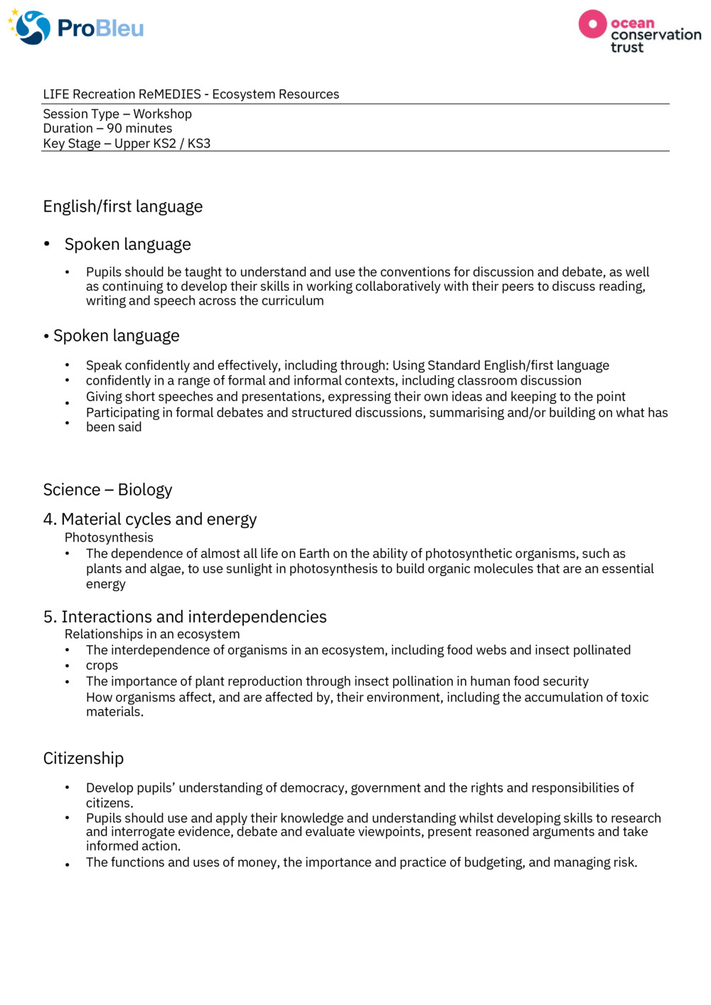 Save our Seabed - Ecosystem Services - Teacher pack game instructions_3