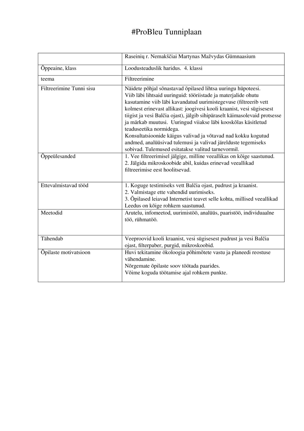 Tunniplaan ,,Filtreerimine"_0