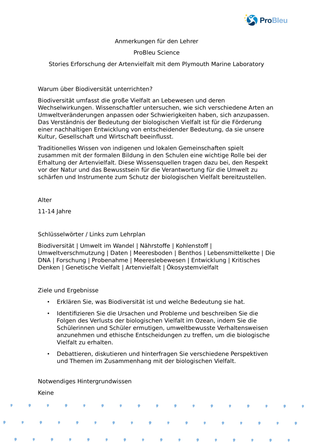 Erforschung der Artenvielfalt mit dem Plymouth Marine Laboratory - Anmerkungen für den Lehrer_0