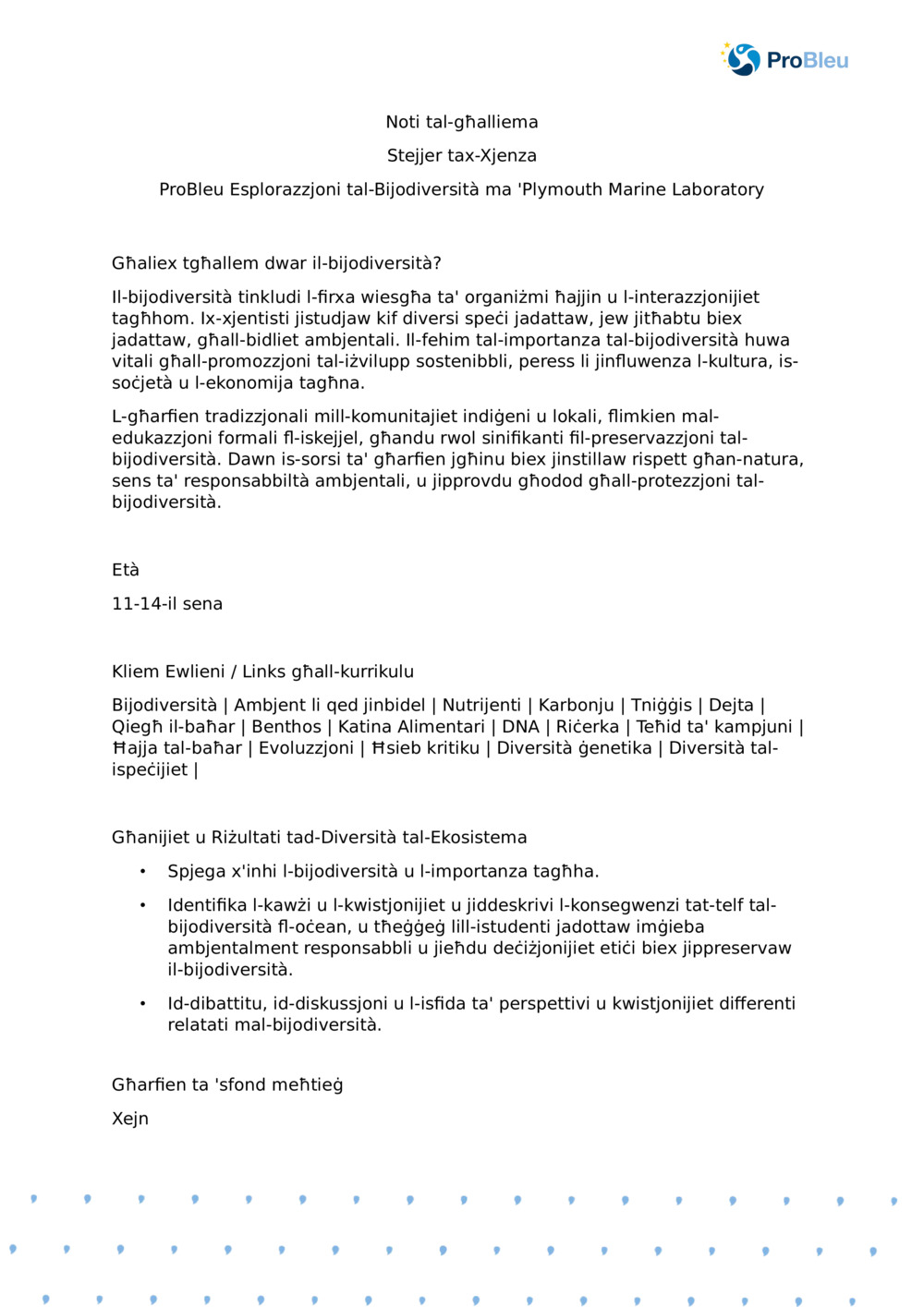 Esplorazzjoni tal-Bijodiversità bil-Laboratorju tal-Baħar ta 'Plymouth - Noti tal-Għalliema_0