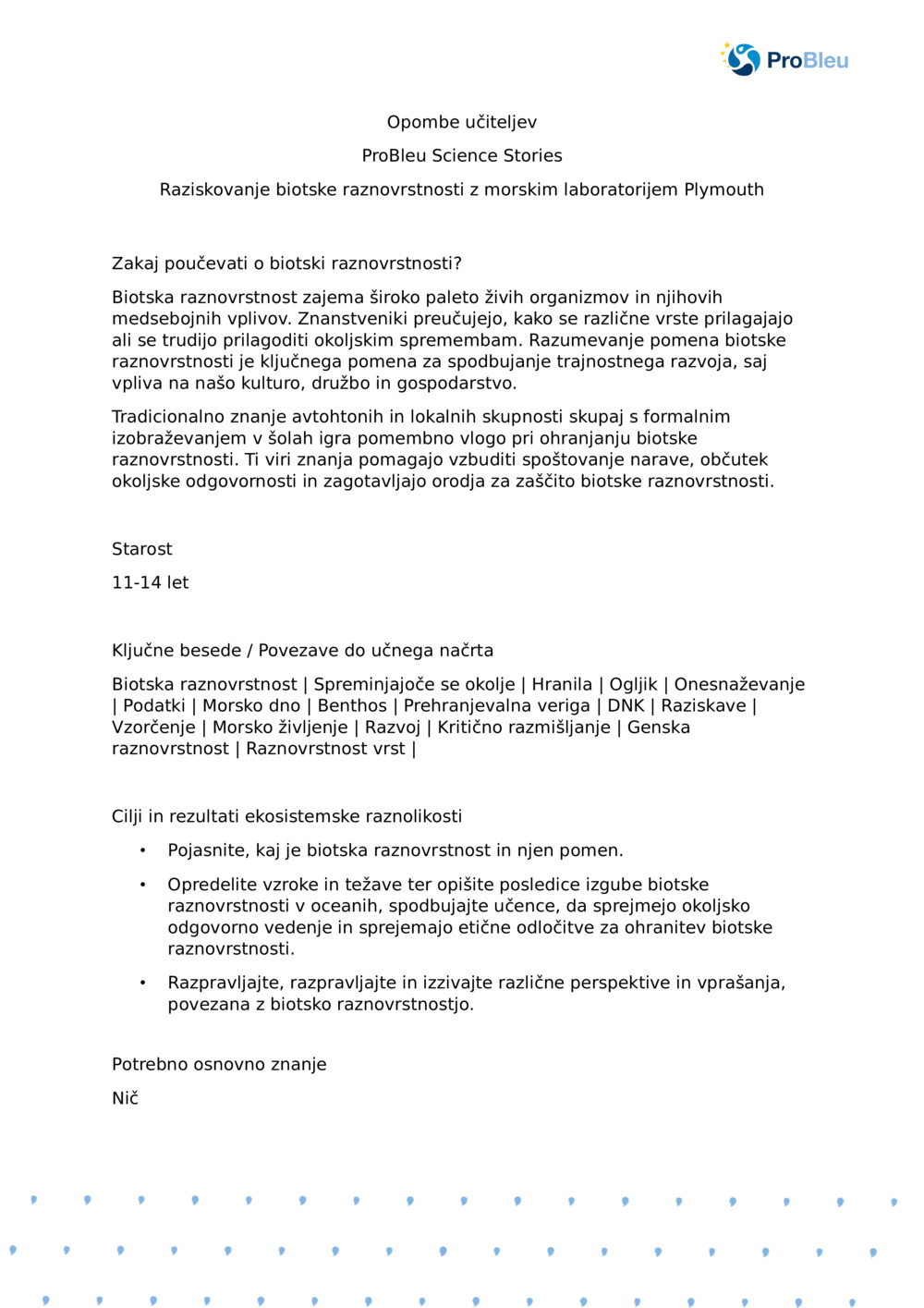 Raziskovanje biotske raznovrstnosti z morskim laboratorijem Plymouth - opombe učiteljev_0