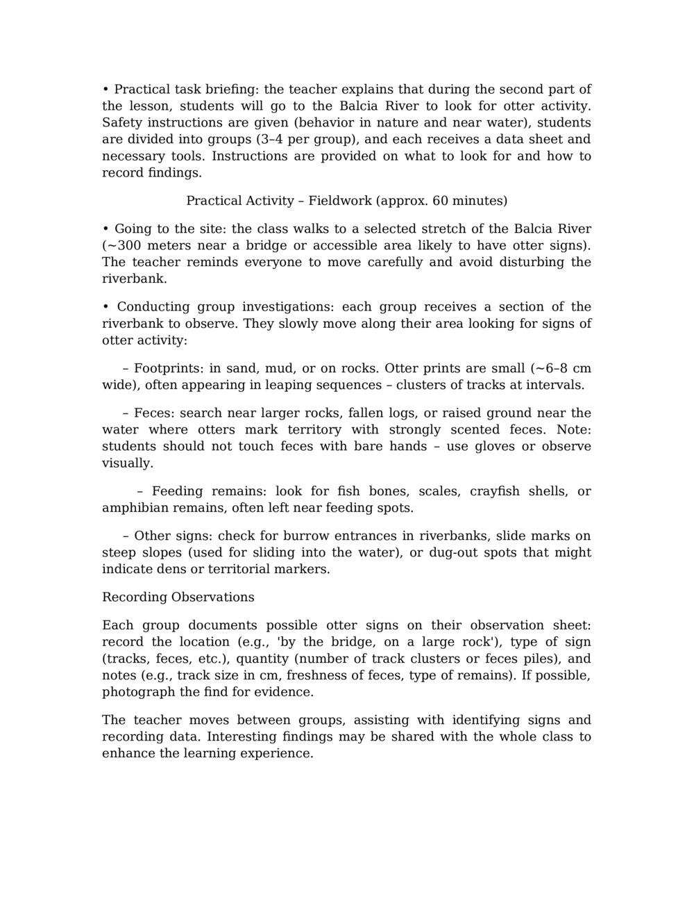 Lesson Plan for Otter Monitoring in the Balcia River_1