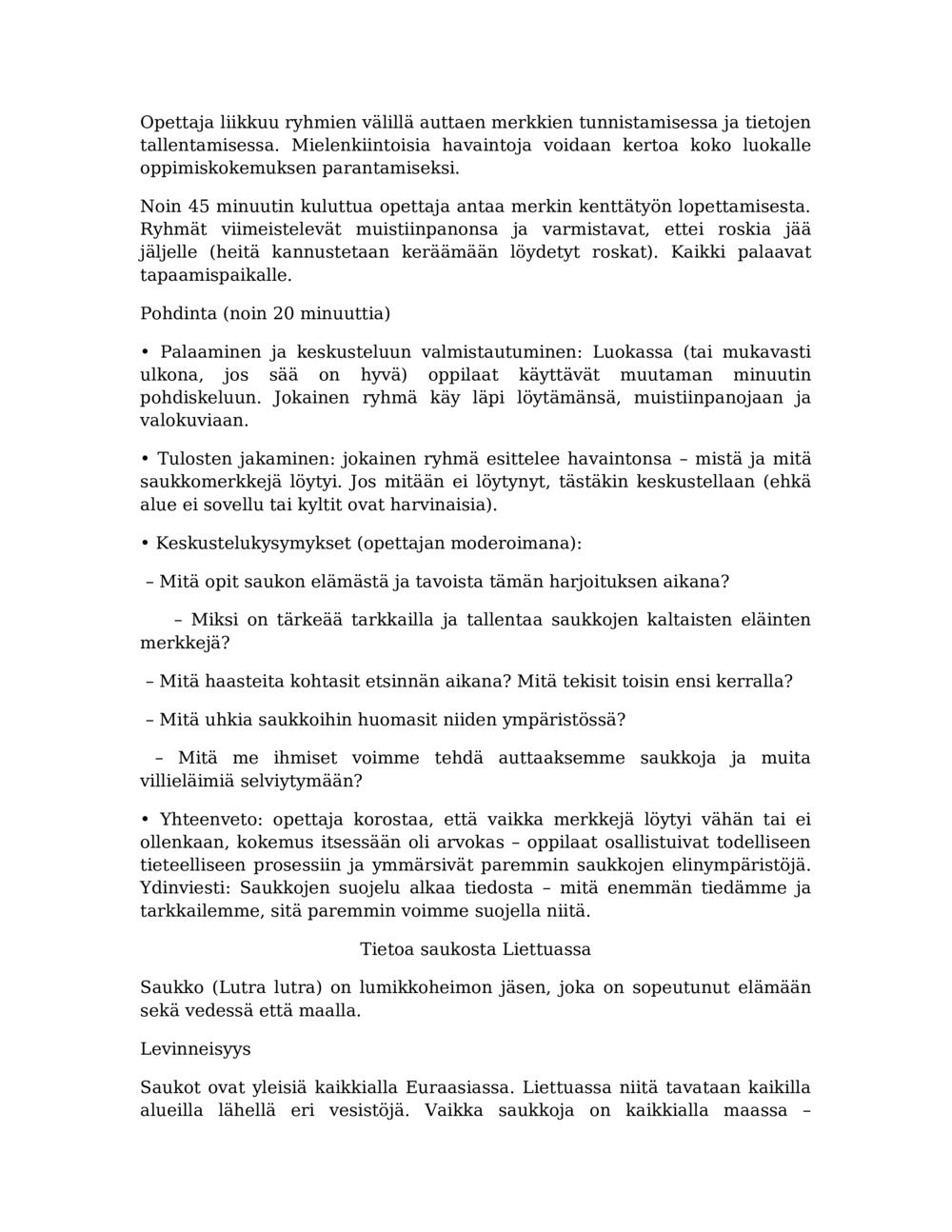 Tuntisuunnitelma saukkojen seurantaan Balcia-joessa_2