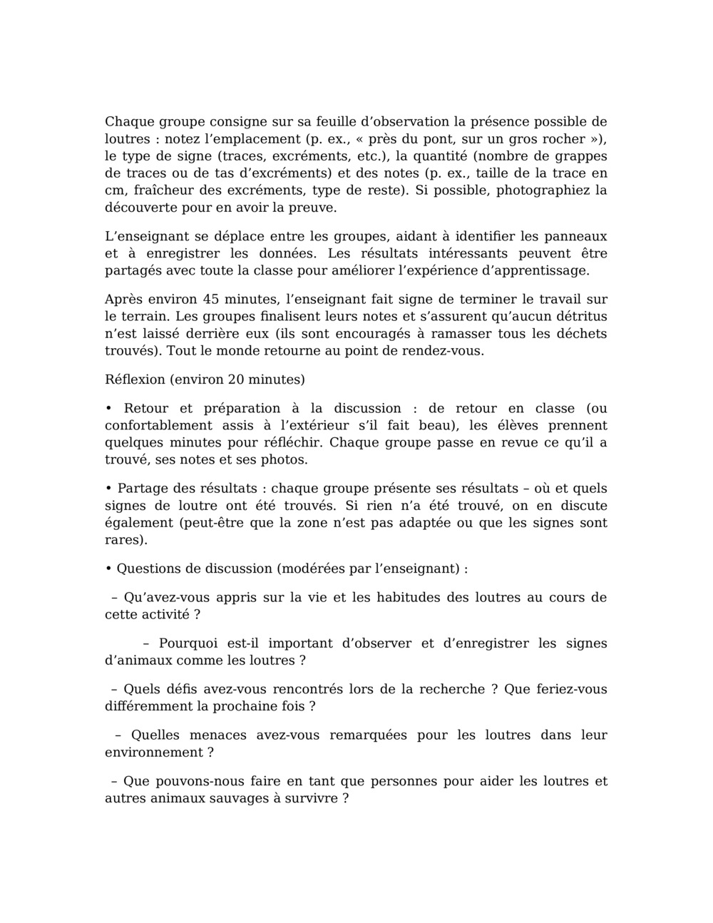 Plan de leçon pour la surveillance des loutres dans la rivière Balcia_2
