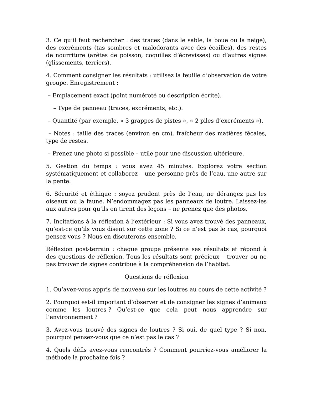 Plan de leçon pour la surveillance des loutres dans la rivière Balcia_5
