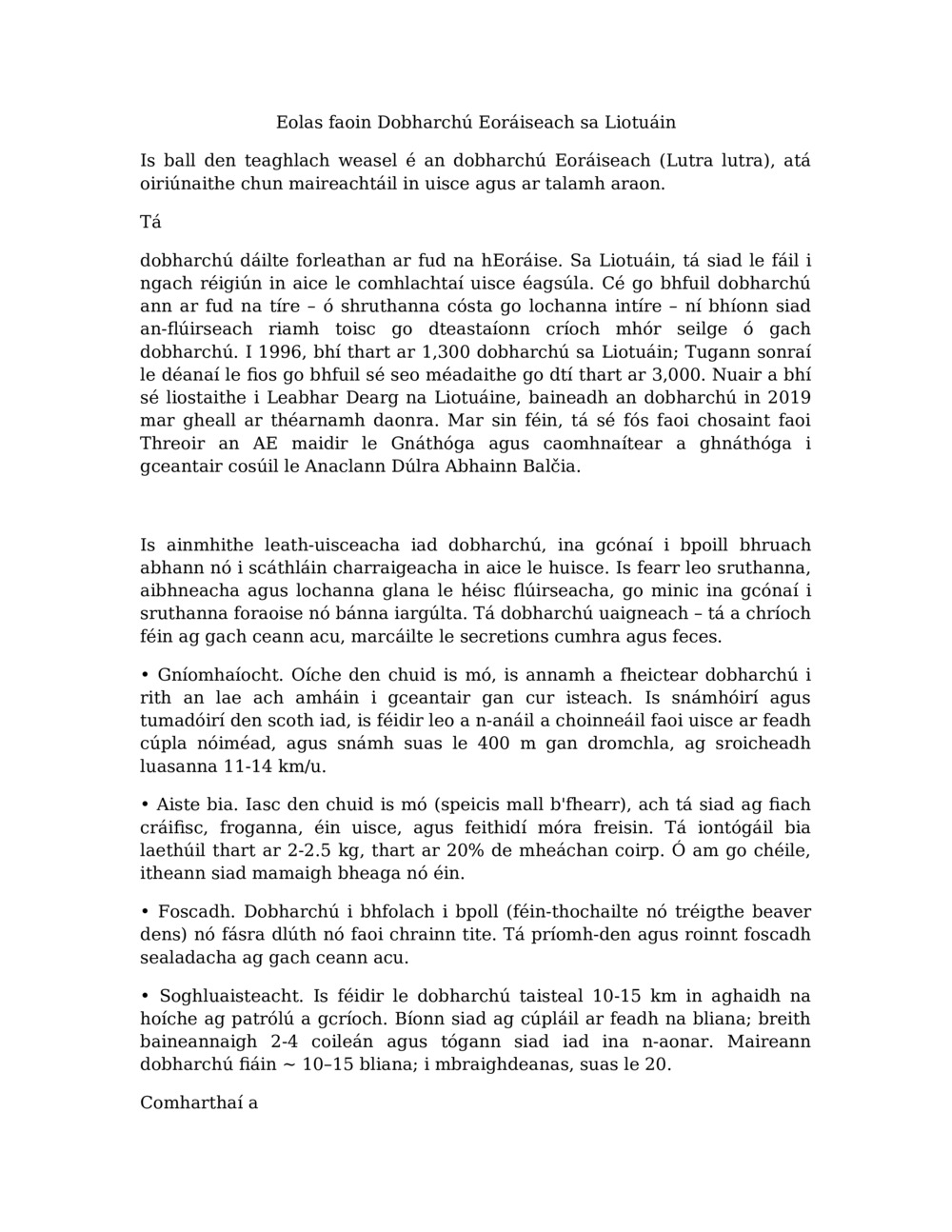 Plean Ceachta le haghaidh Monatóireachta ar Dobharchú in Abhainn Balcia_3