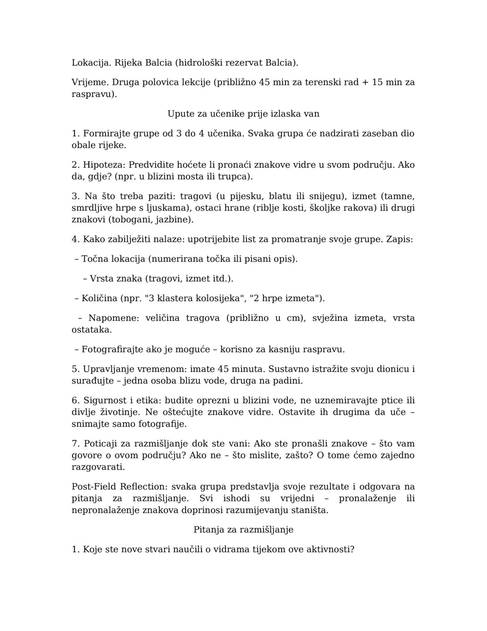 Nastavni plan za praćenje vidre u rijeci Balcia_4