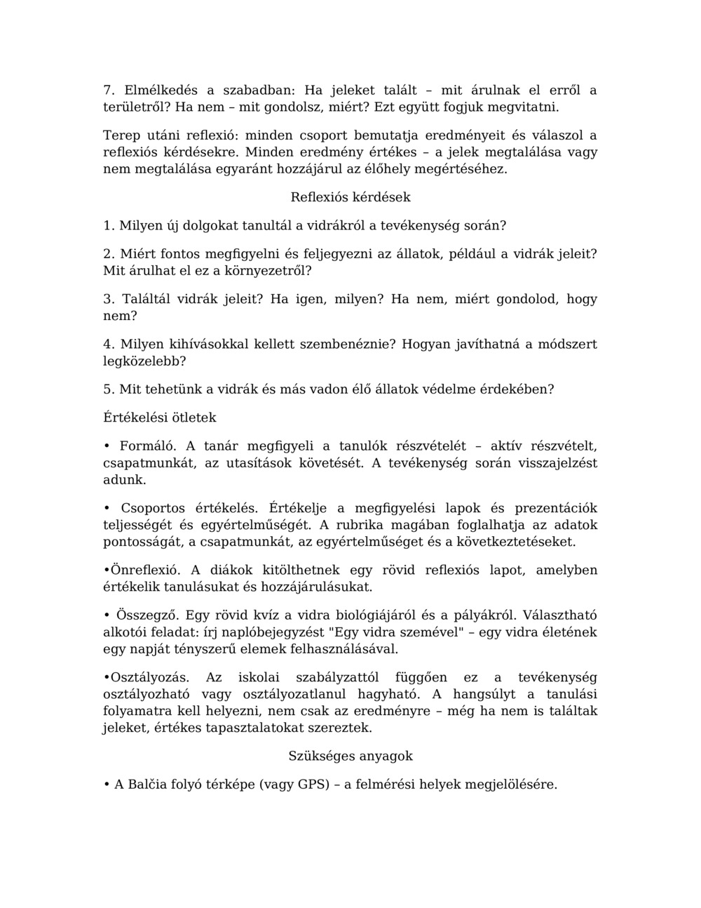 Óraterv a vidra megfigyeléséhez a Balcia folyóban_5