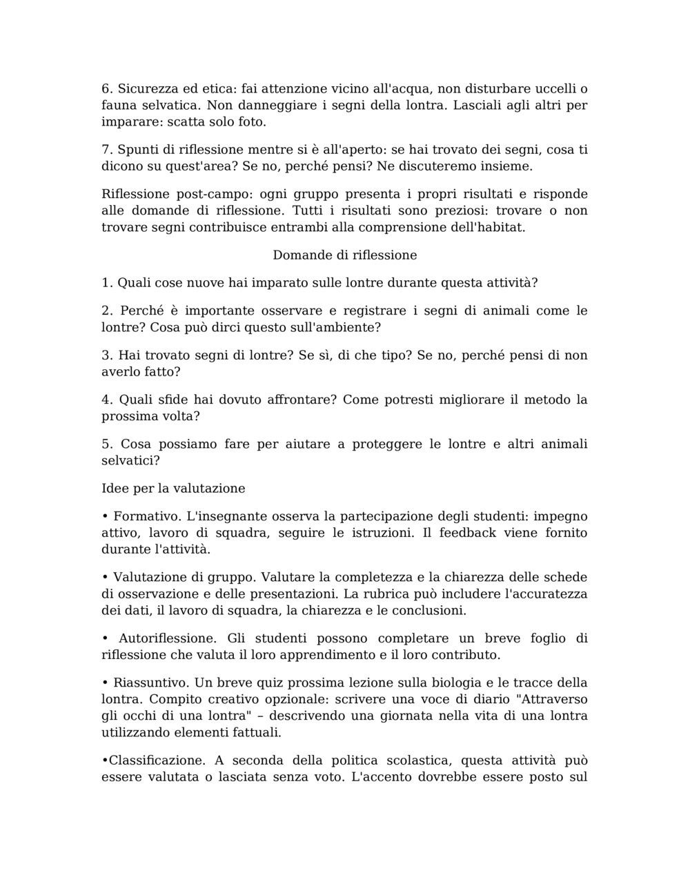 Piano di lezione per il monitoraggio delle lontre nel fiume Balcia_5