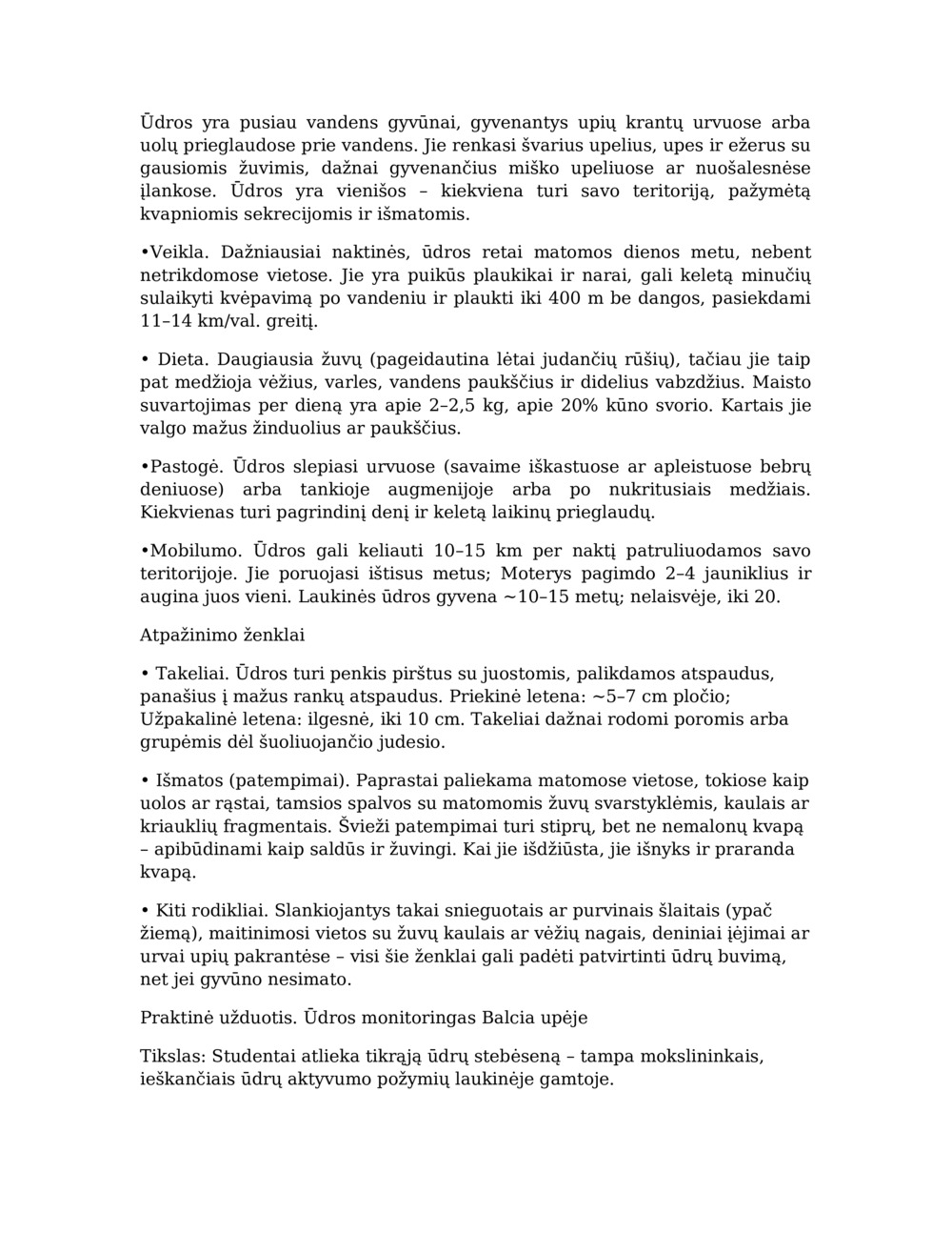 Ūdros stebėjimo Balcia upėje pamokų planas_3