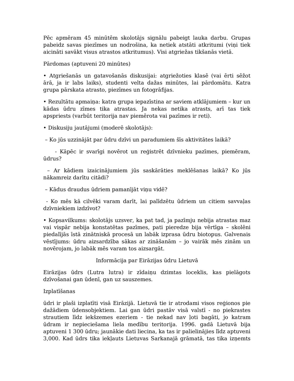 Nodarbību plāns ūdru monitoringam Balcia upē_2