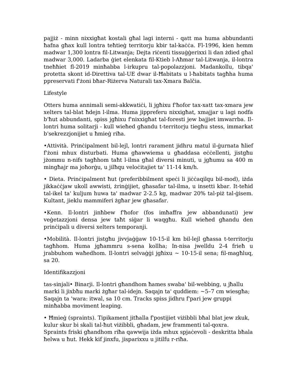 Pjan ta' Lezzjoni għall-Monitoraġġ tal-Lontra fix-Xmara Balcia_3