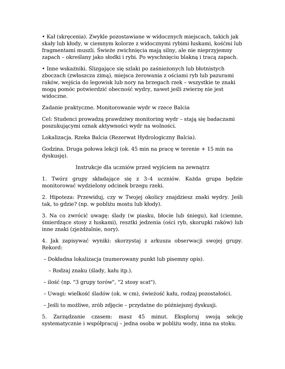 Plan lekcji monitorowania wydr w rzece Balcia_4