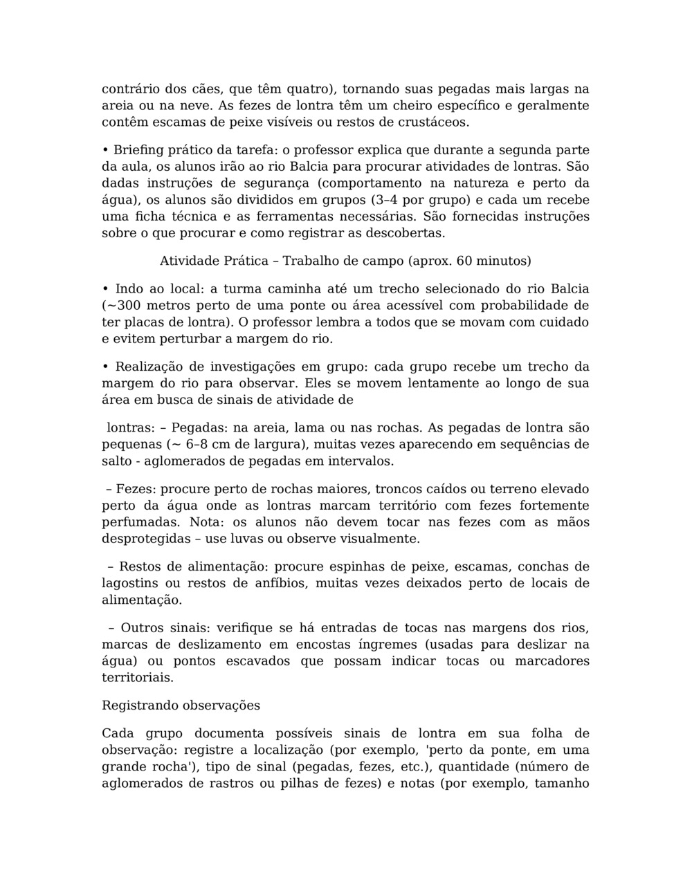 Plano de aula para monitoramento de lontras no rio Balcia_1