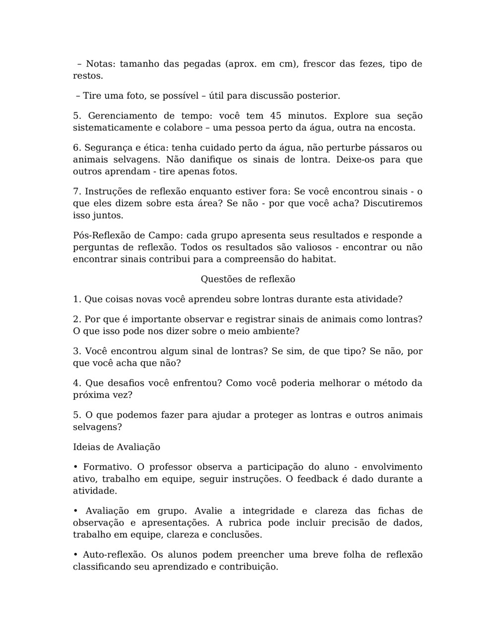 Plano de aula para monitoramento de lontras no rio Balcia_5