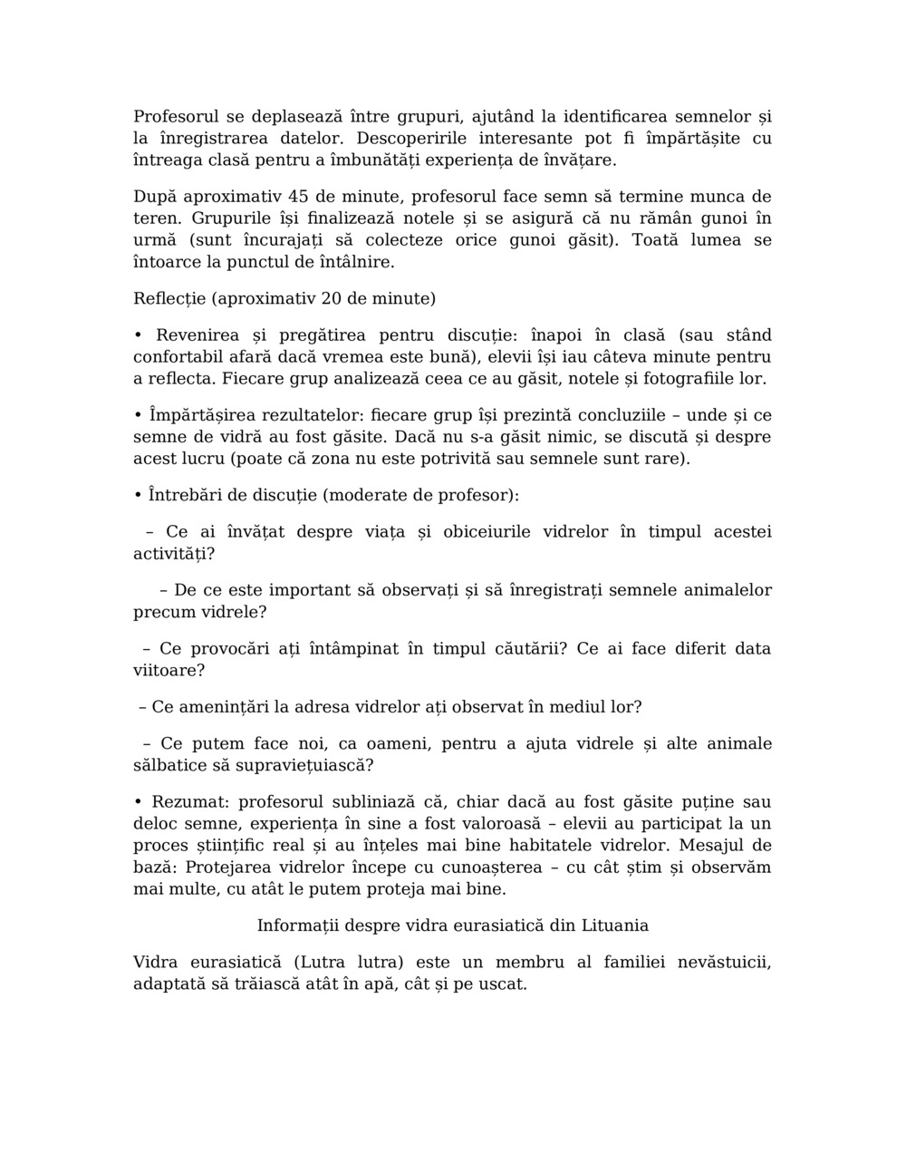 Plan de lecție pentru monitorizarea vidrelor în râul Balcia_2