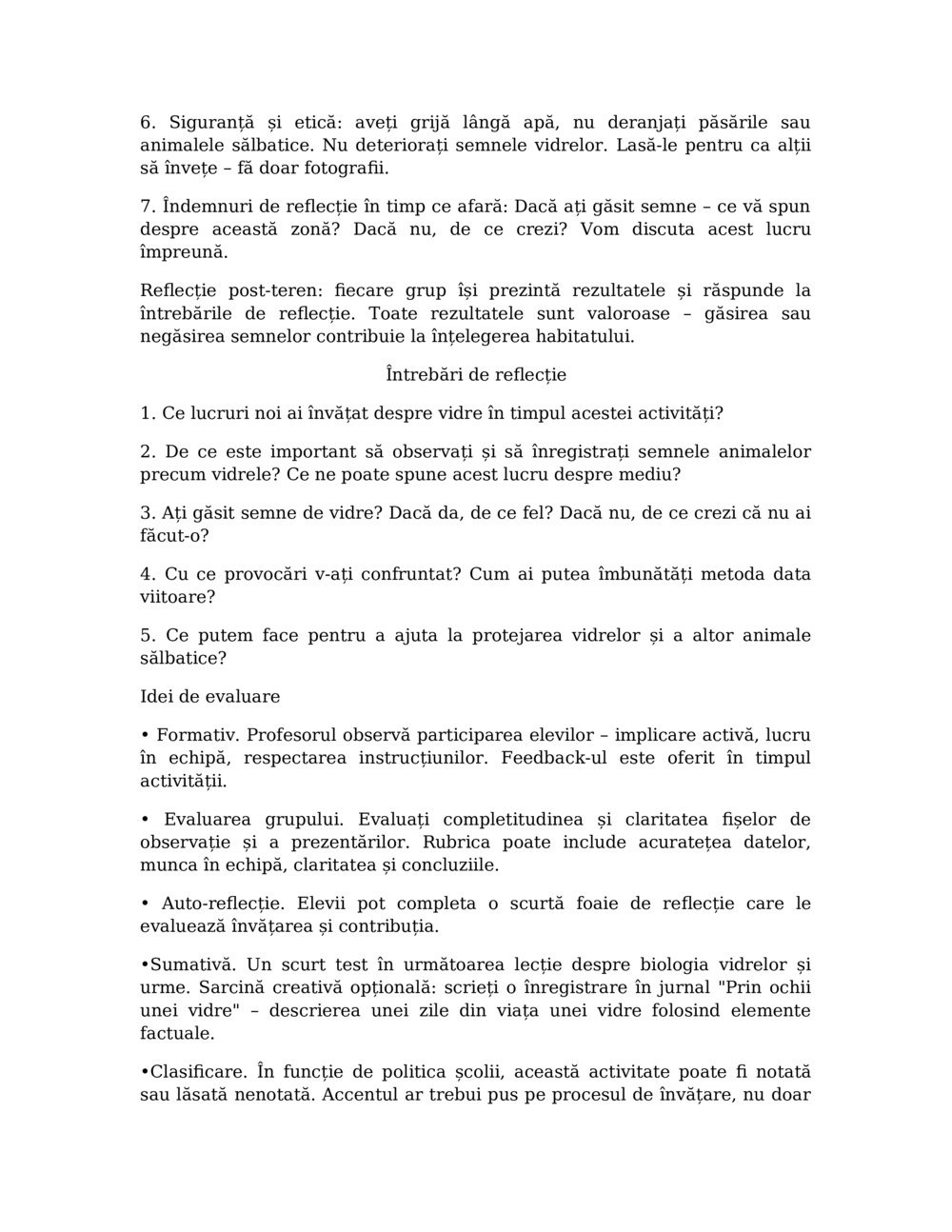 Plan de lecție pentru monitorizarea vidrelor în râul Balcia_5
