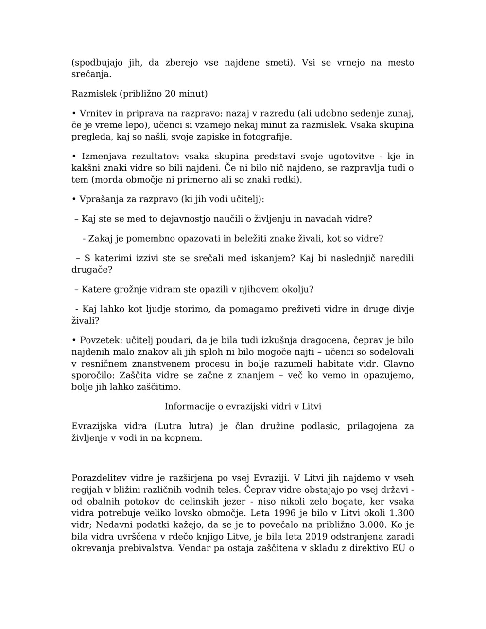 Učni načrt za spremljanje vidre v reki Balcia_2