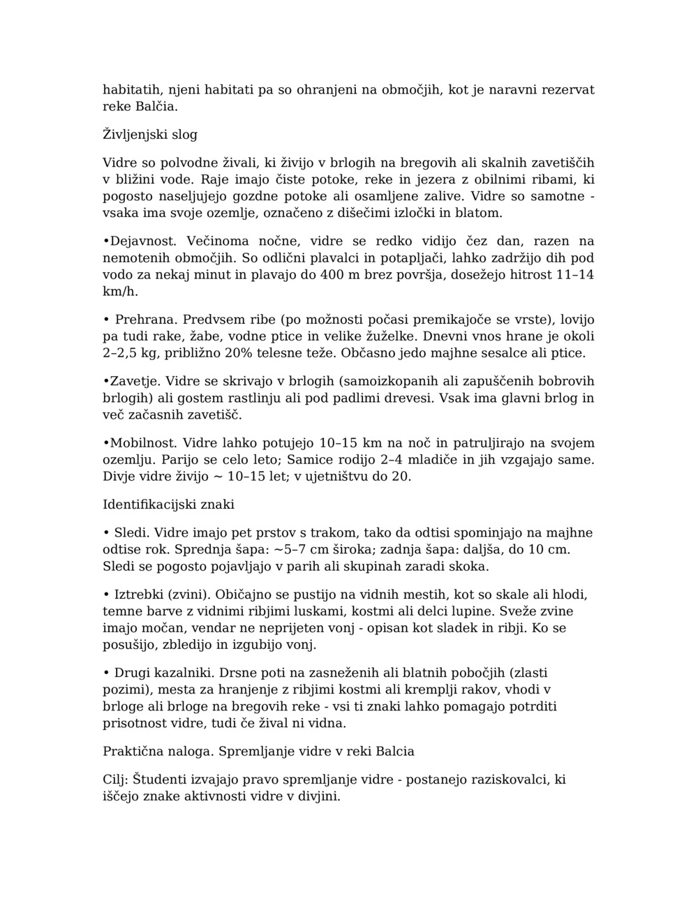 Učni načrt za spremljanje vidre v reki Balcia_3