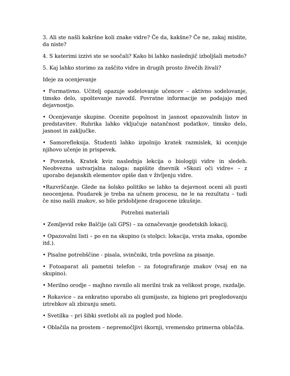 Učni načrt za spremljanje vidre v reki Balcia_5