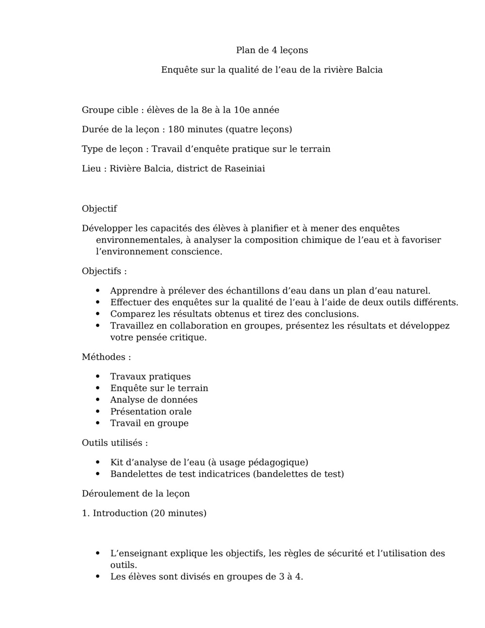Leçon d’enquête sur la qualité de l’eau_0
