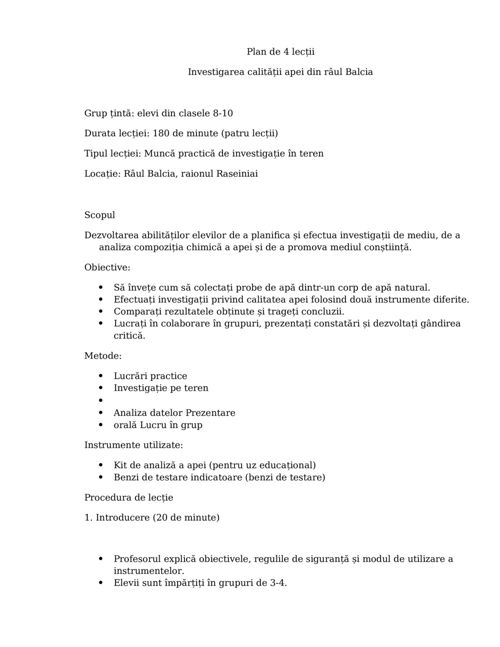 Lecția de investigare a calității apei_0