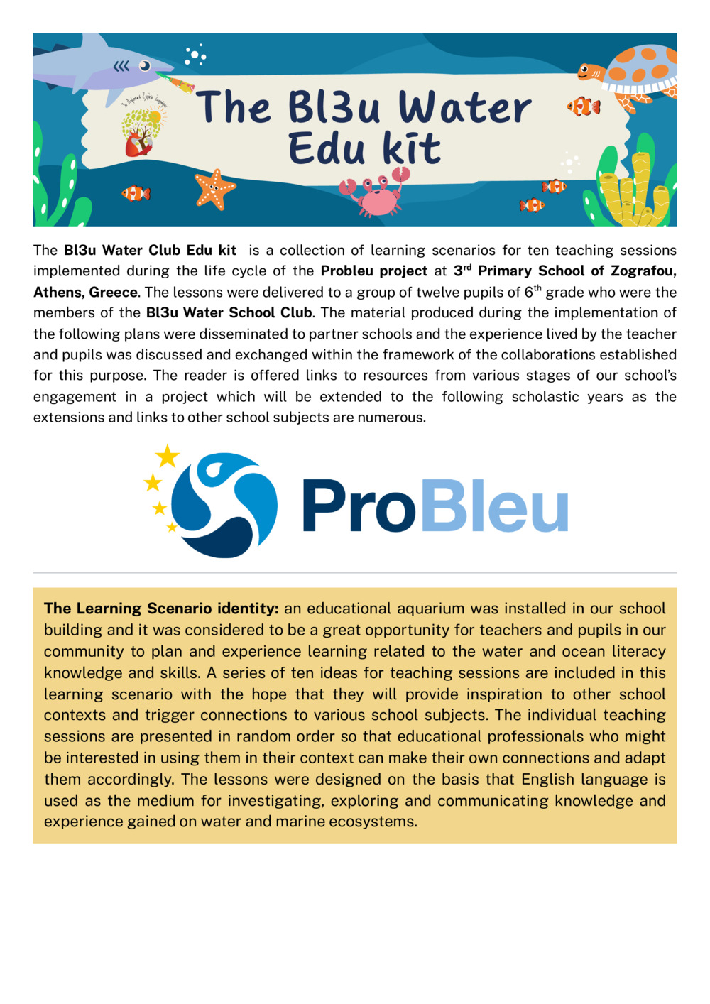 Bl3u Water Edu kit: a collection of ten learning scenarios _0