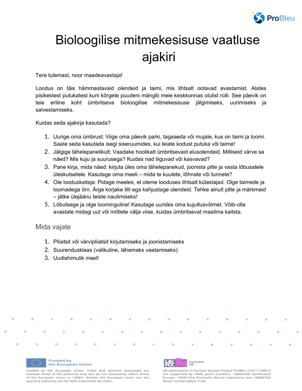 Bioloogilise mitmekesisuse kaardistamine _0