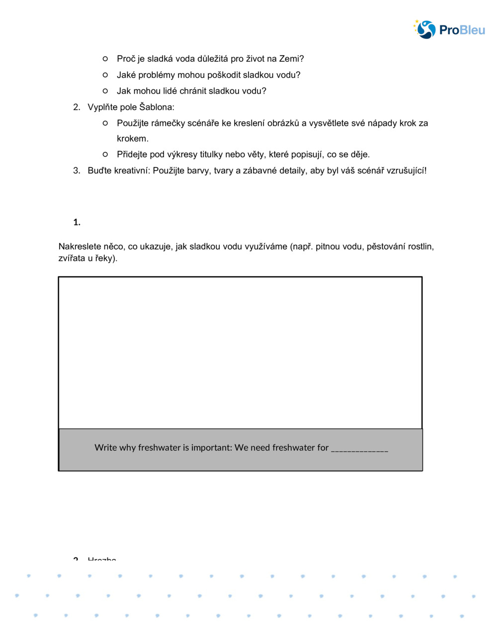 Storyboard: Důležitost sladké vody _1