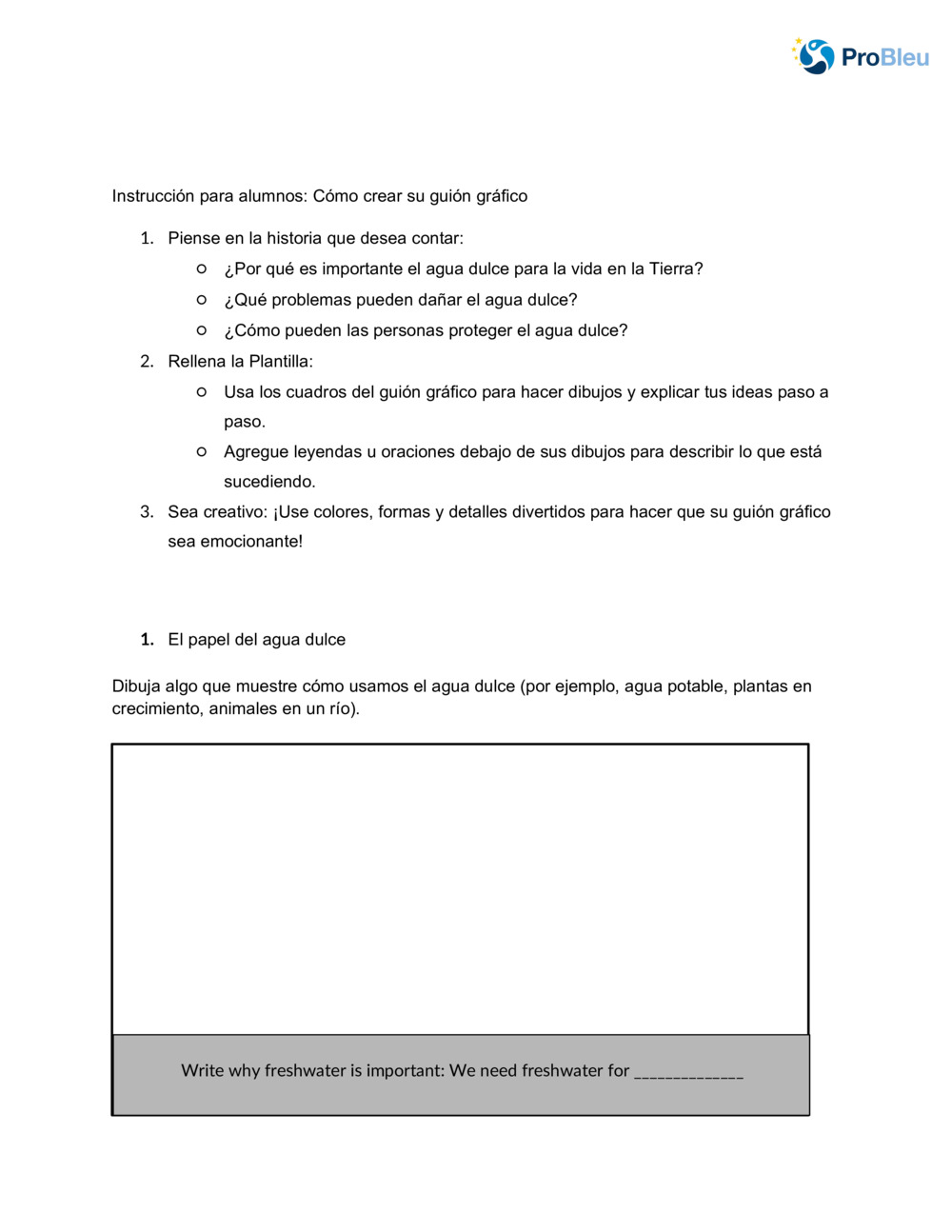 Storyboard: La importancia del agua dulce _1