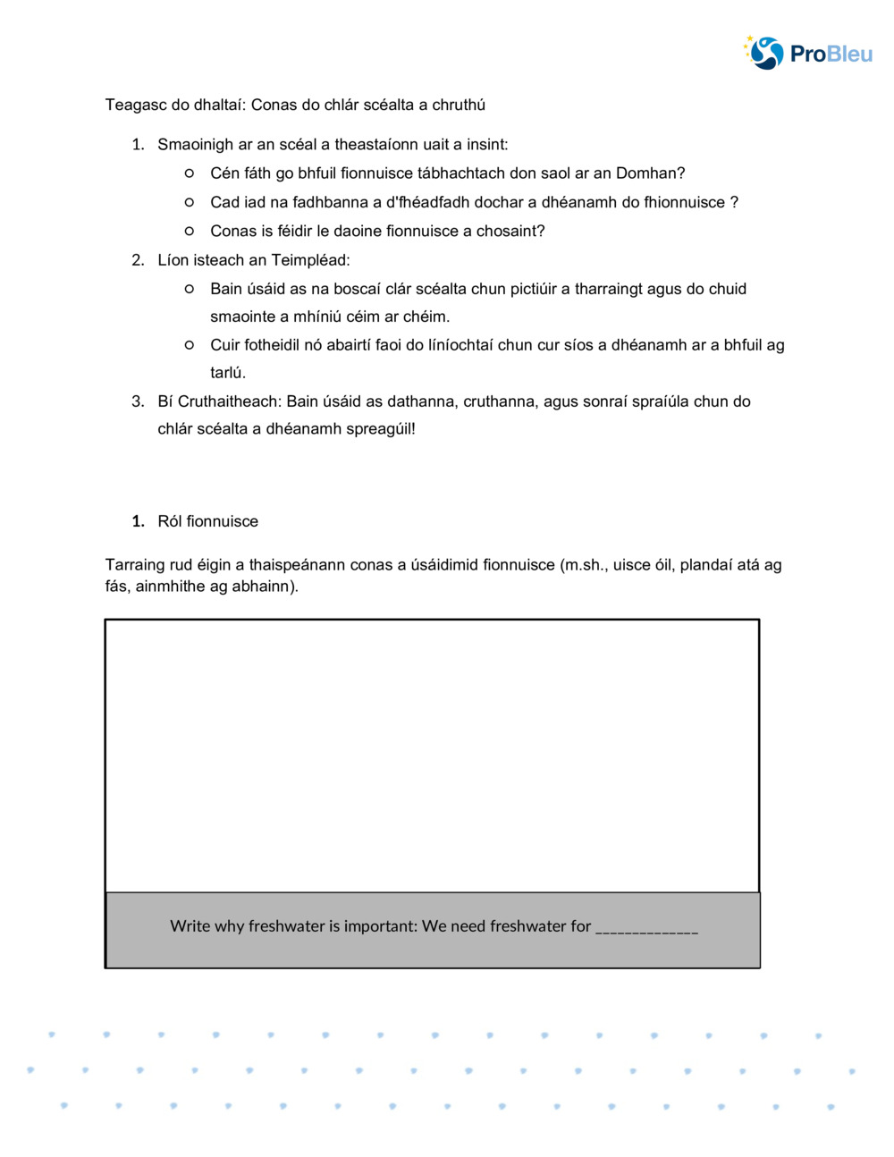 Storyboard: An tábhacht a bhaineann le fionnuisce _1