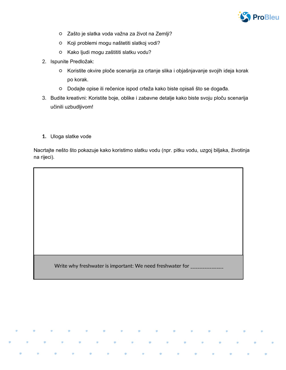 Storyboard: Važnost slatke vode _1