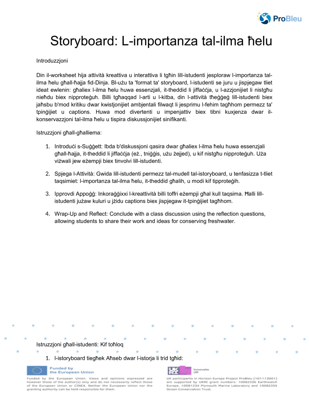 Storyboard: L-importanza tal-ilma ħelu _0