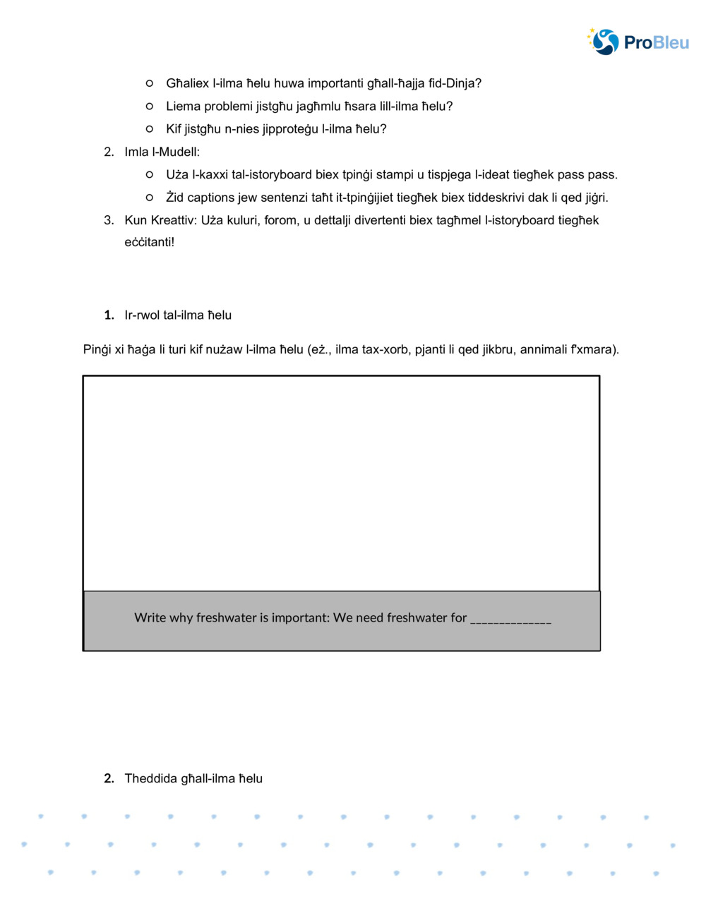 Storyboard: L-importanza tal-ilma ħelu _1