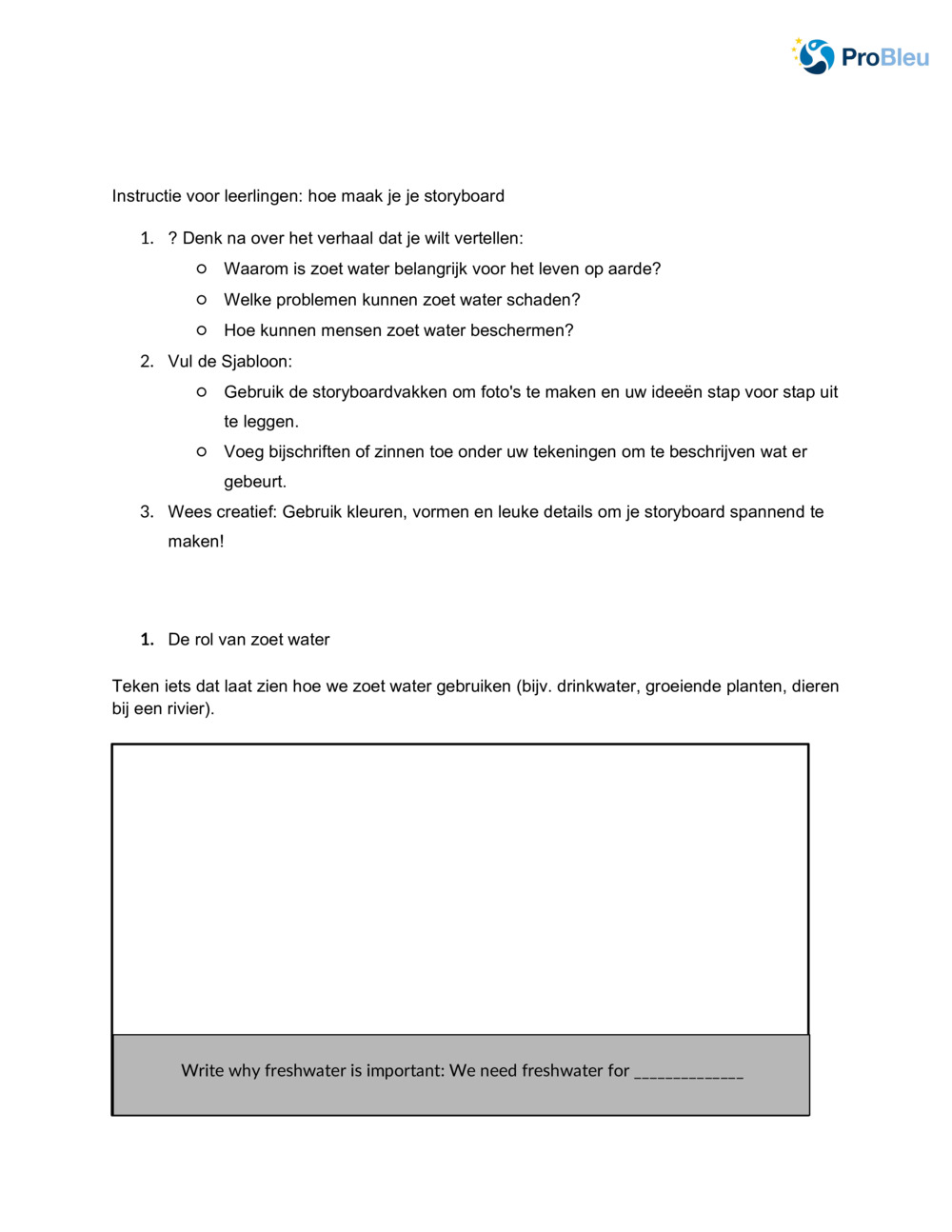 Storyboard: Het belang van zoet water _1