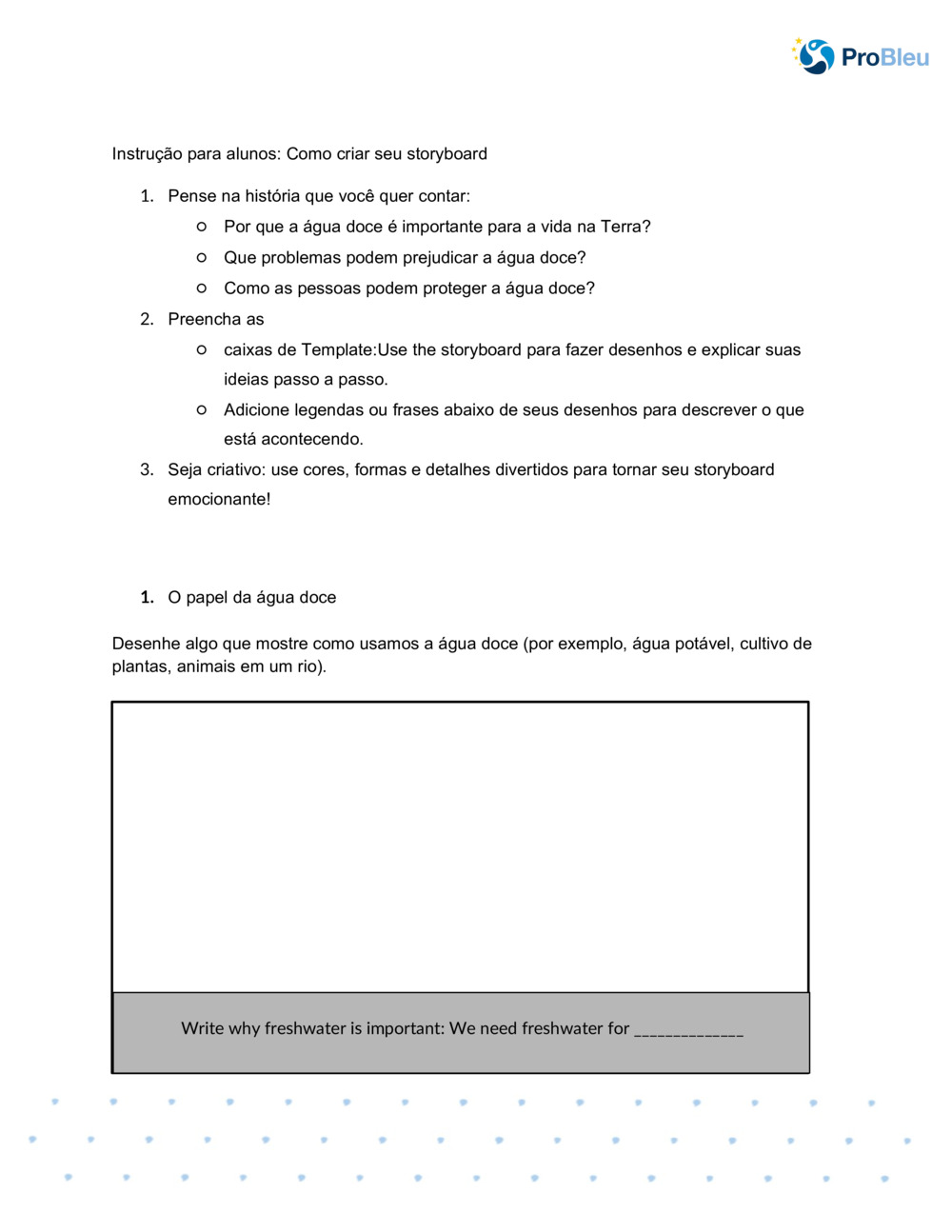Storyboard: A importância da água doce _1
