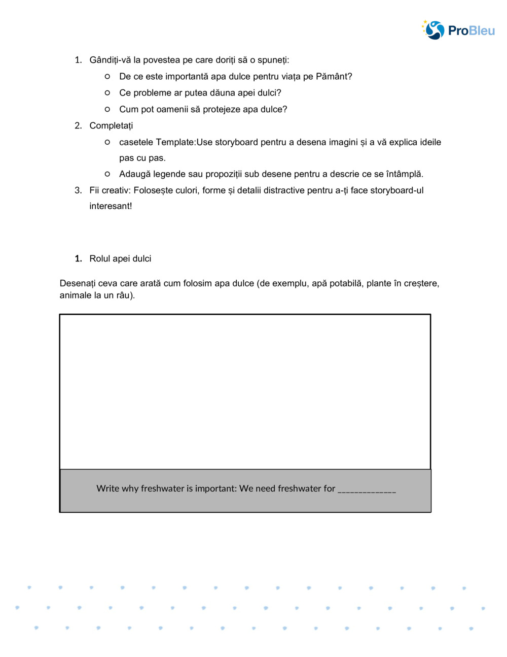 Storyboard: Importanța apei dulci _1