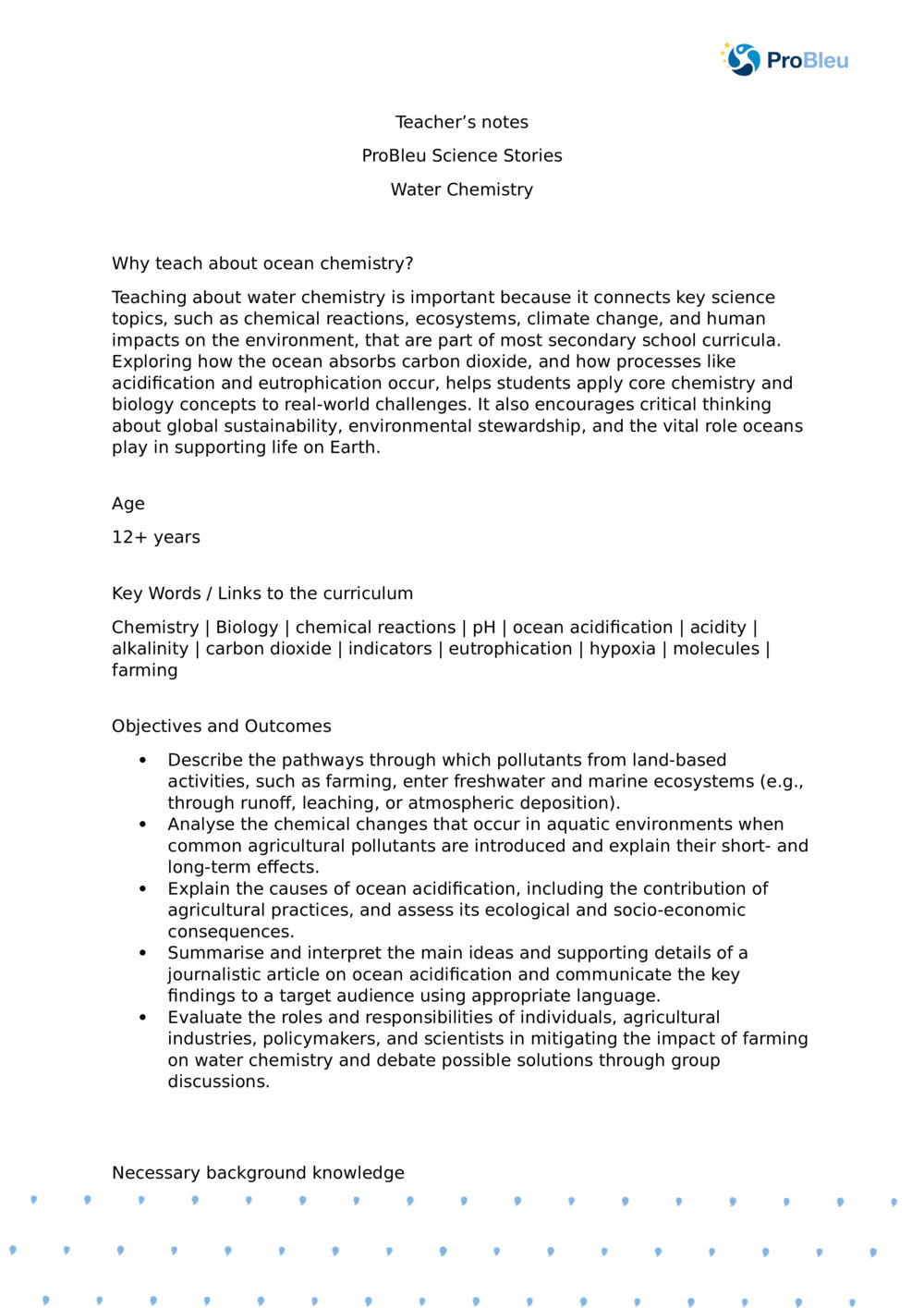 Water Chemistry with Plymouth Marine Laboratory - Teacher Notes_0