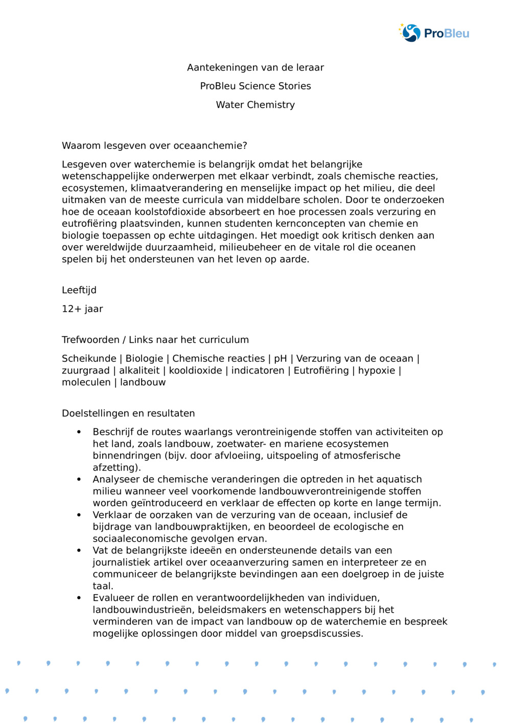 Waterchemie met Plymouth Marine Laboratory - Opmerkingen voor de leraar_0