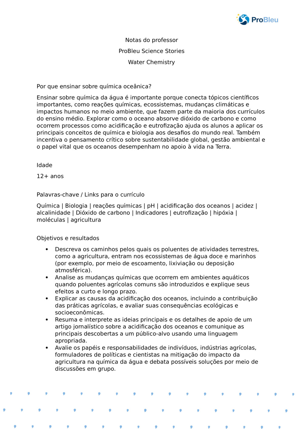 Química da Água com o Laboratório Marinho de Plymouth - Notas do Professor_0