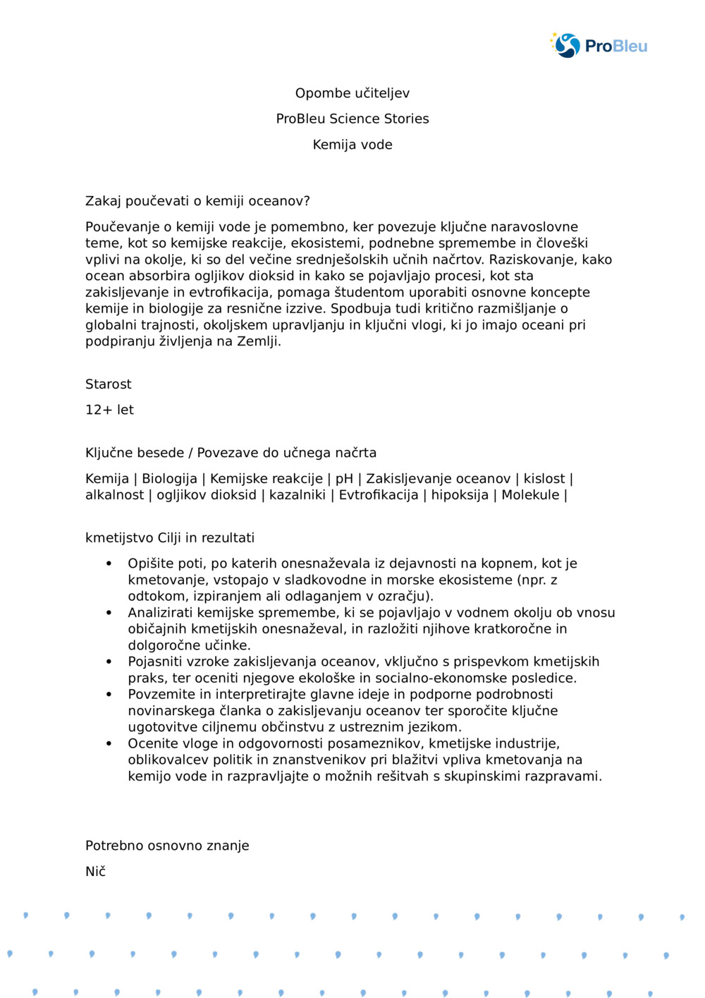 Kemija vode z morskim laboratorijem Plymouth - Opombe učiteljev_0