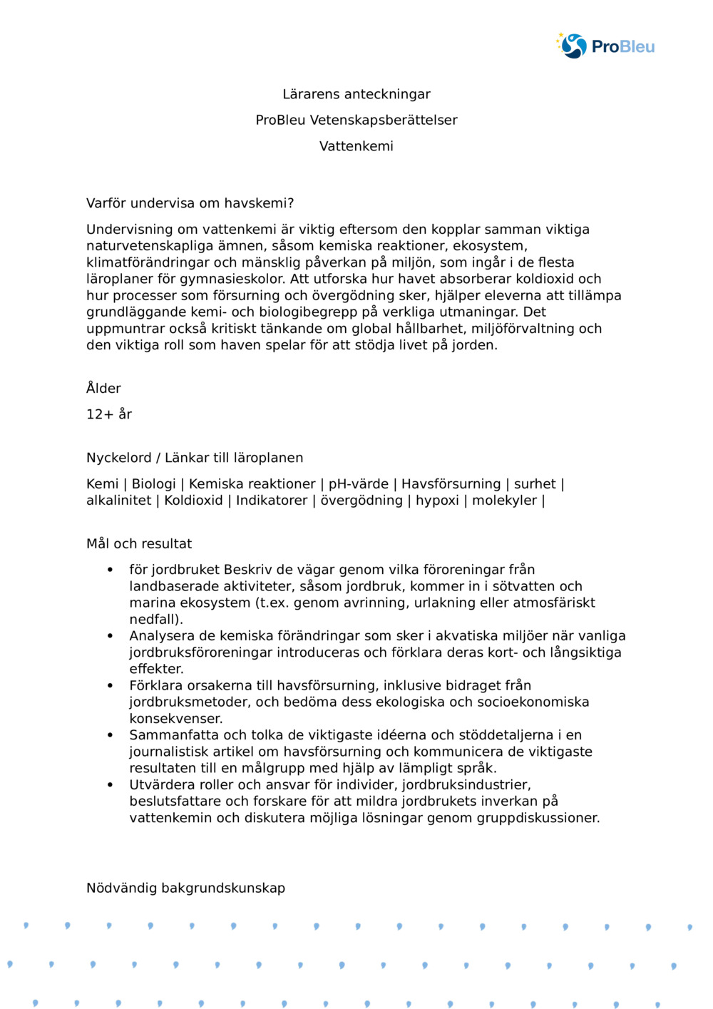 Vattenkemi med Plymouth Marine Laboratory - Läraranteckningar_0