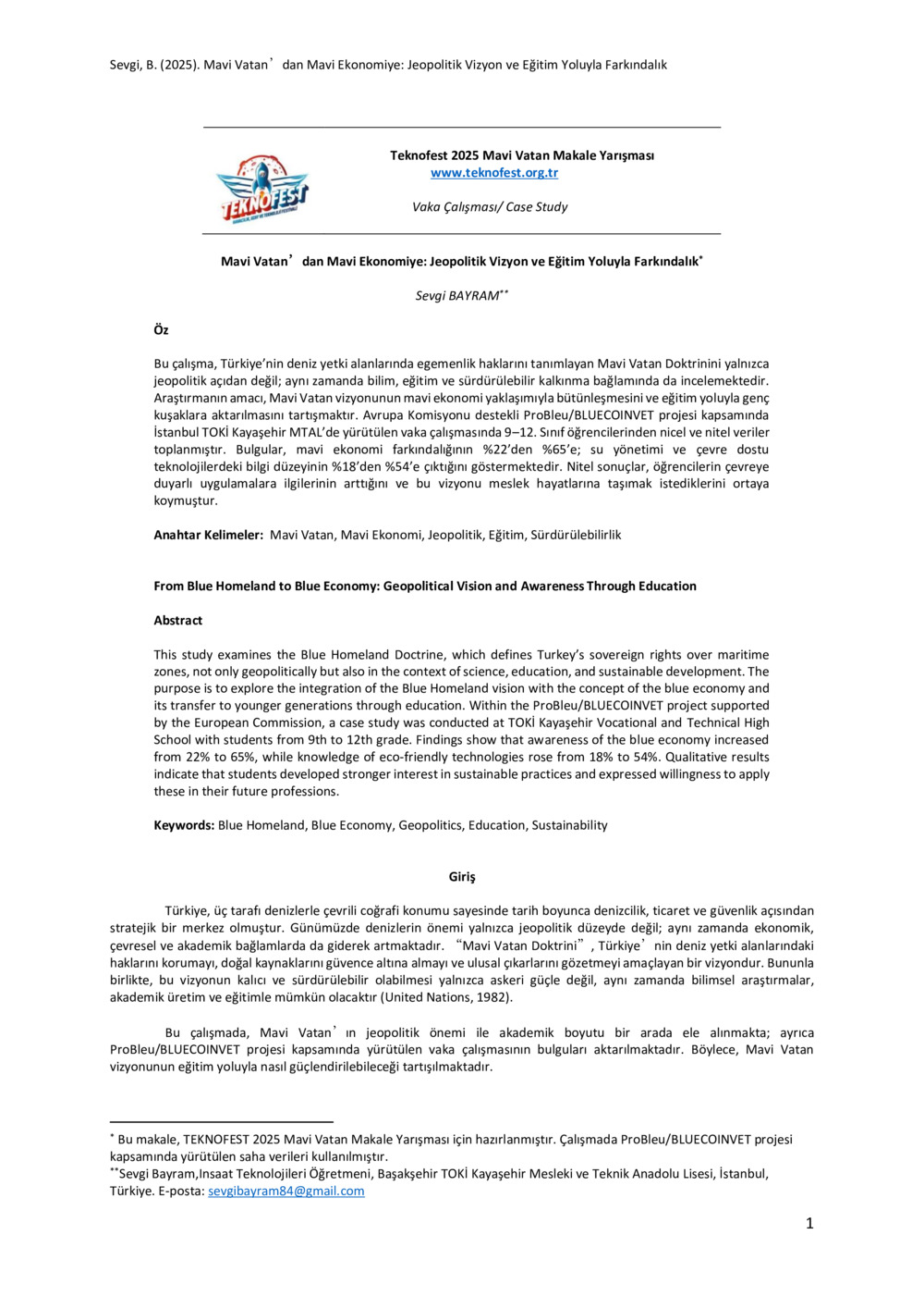 From the Blue Homeland to the Blue Economy: Geopolitical Vision and Awareness Through Education_0