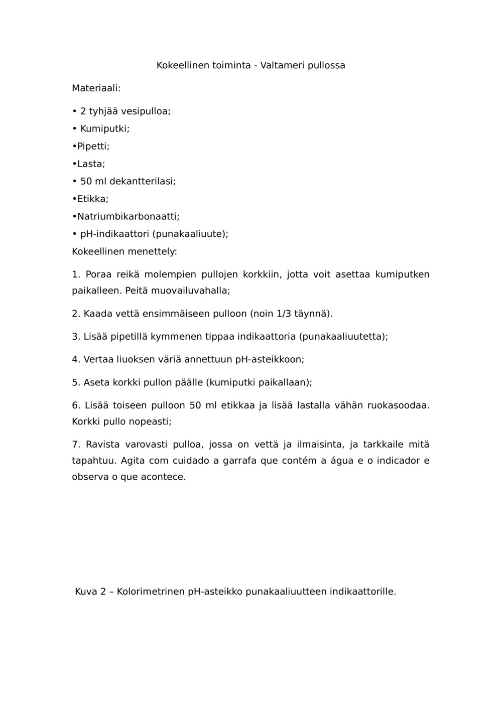Kokeellinen toiminta - Valtameri pullossa_0