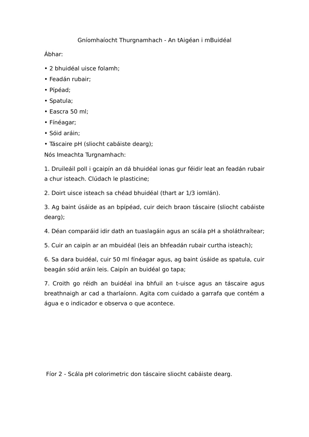 Gníomhaíocht Thurgnamhach - An Aigéan i mBuidéal_0