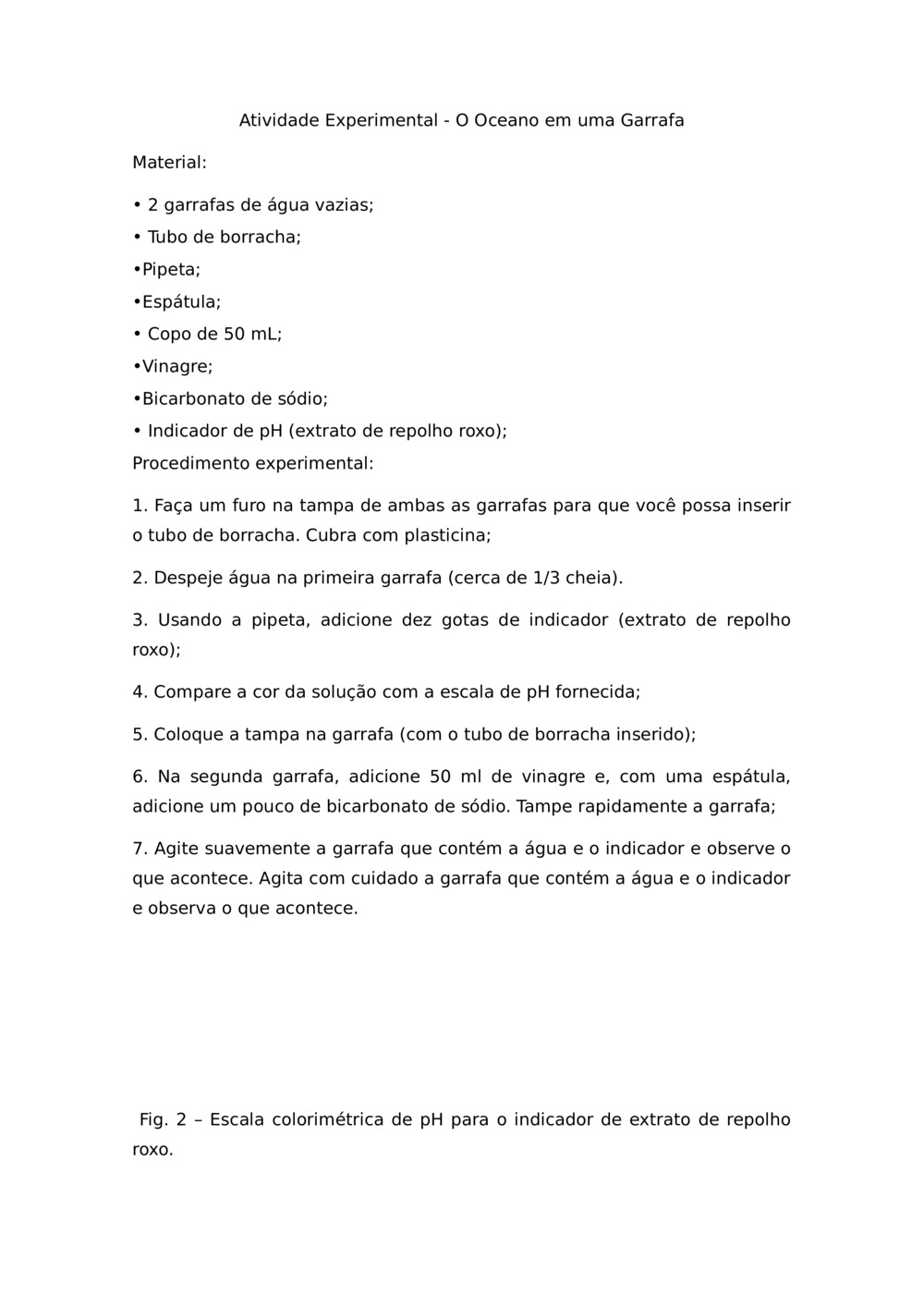 Atividade Experimental - O Oceano em uma Garrafa_0