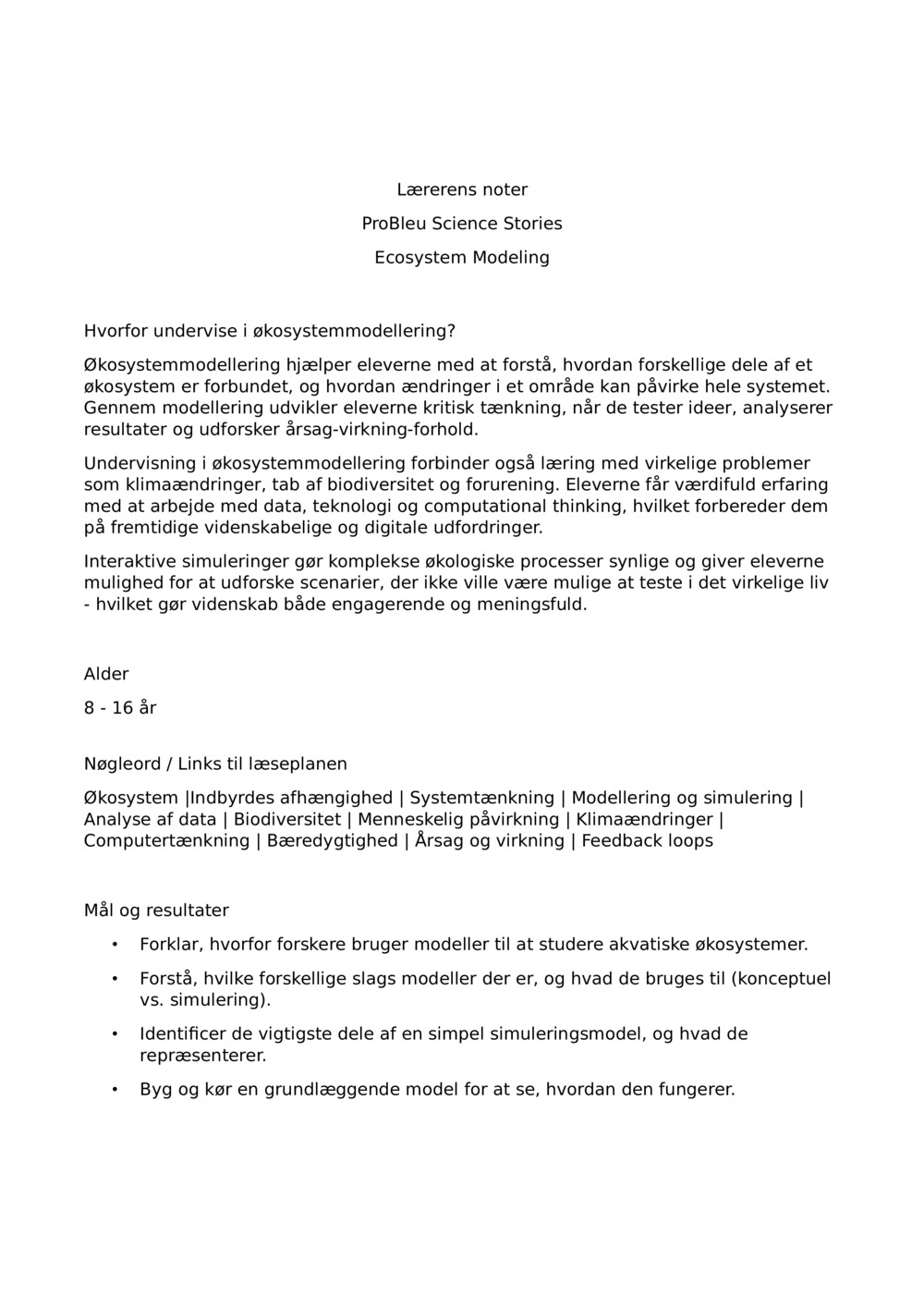 Lærere Notes_Ecosystem modellering_1