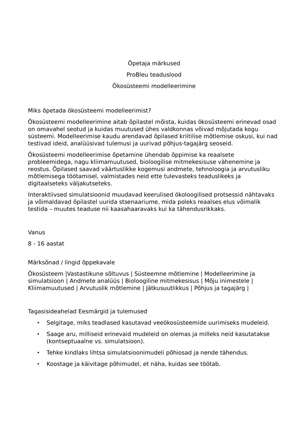 Õpetajad Notes_Ecosystem modelleerimine_1