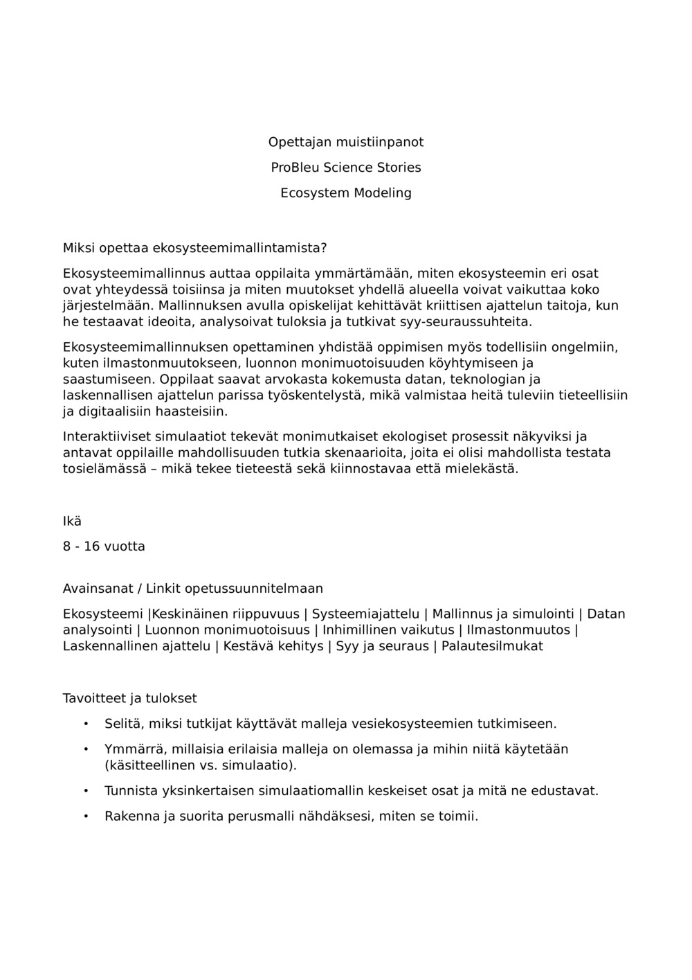 Opettajat Notes_Ecosystem mallintaminen_1